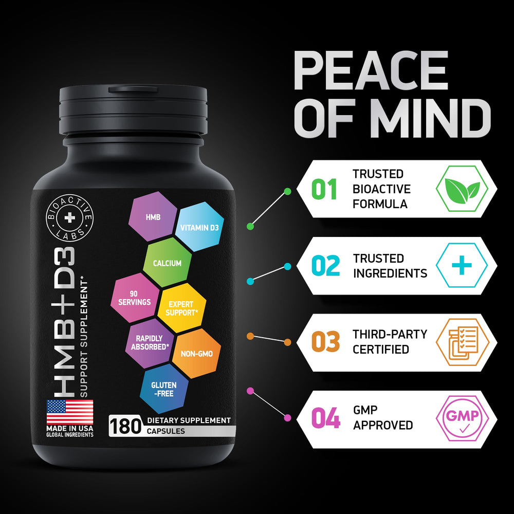 BIOACTIVE LABS HMB D3 label close-up showing clean formulation