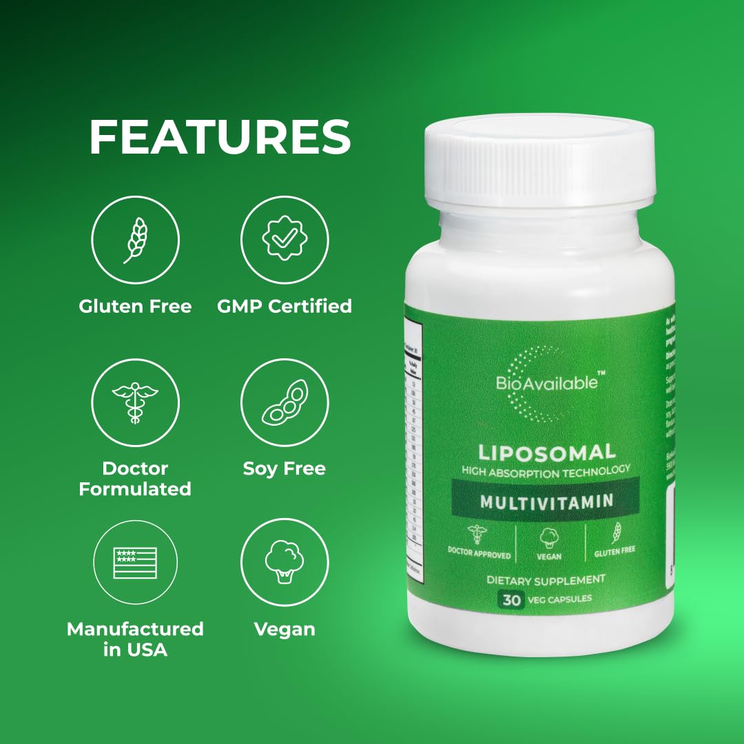 BioAvailable Liposomal Multivitamin capsules being poured into hand.