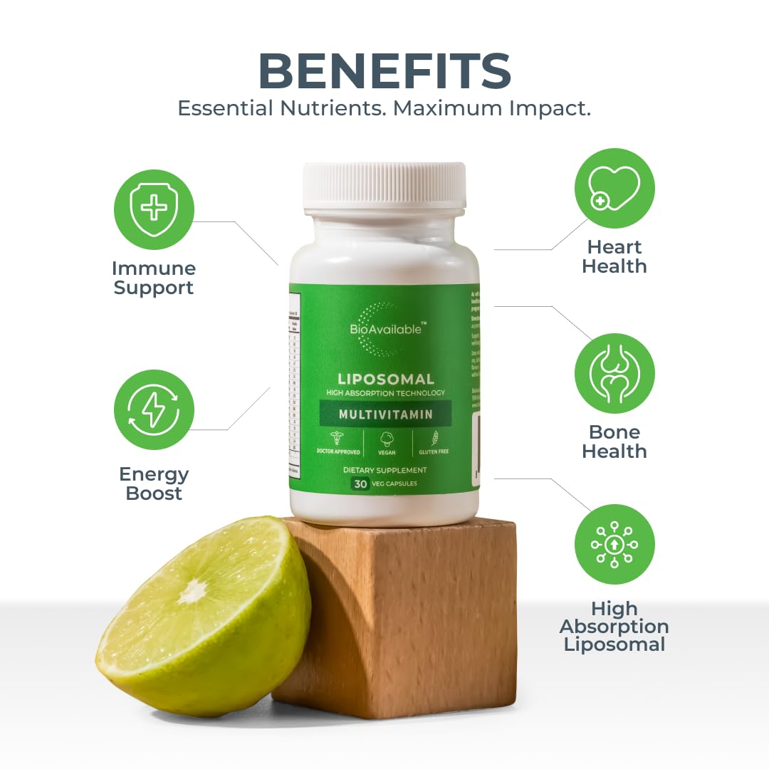 BioAvailable Liposomal Multivitamin container on desk lifestyle shot.