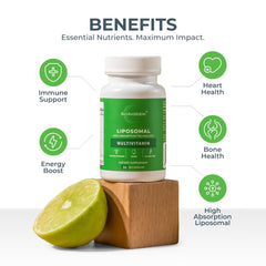 BioAvailable Liposomal Multivitamin container on desk lifestyle shot.