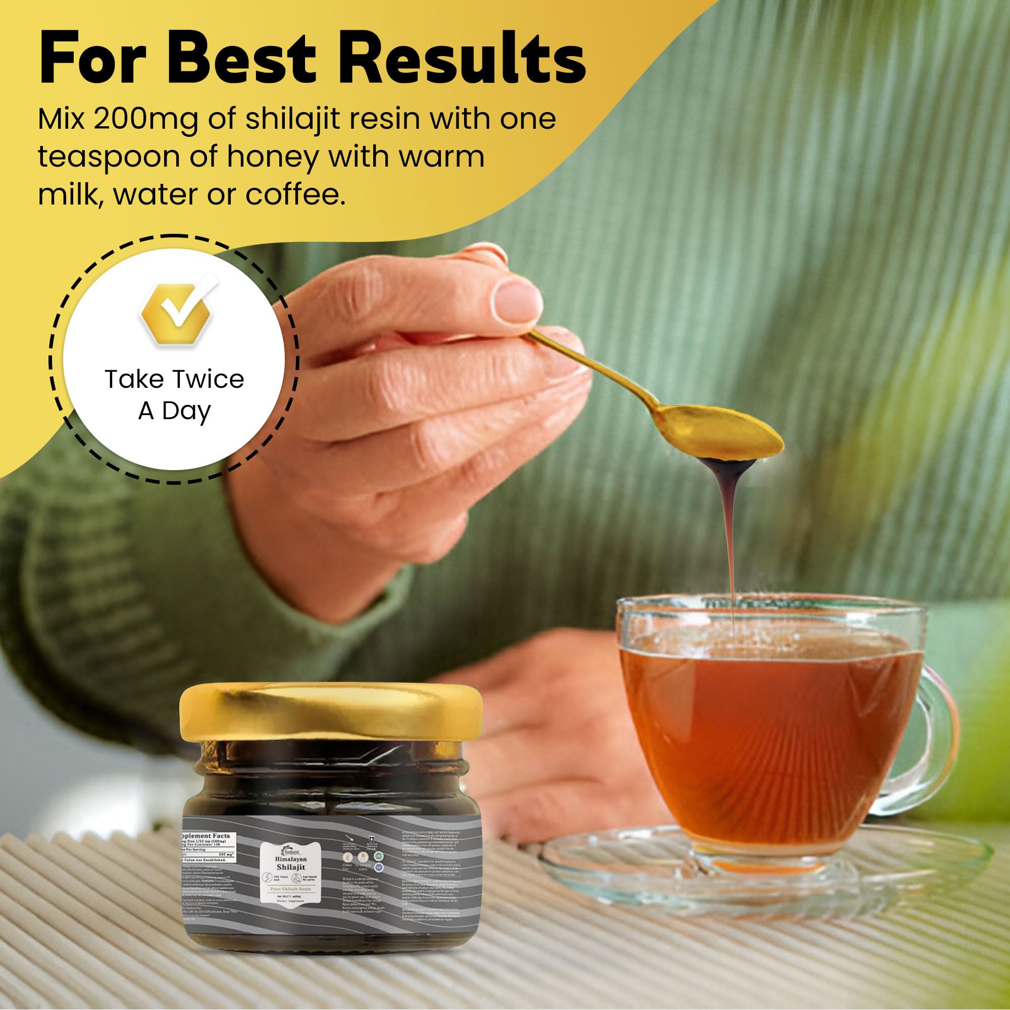 BioBoost Himalayan origin from 16k feet highlights authentic sourcing.