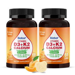 Biobor Vitamin D3 K2 Calcium gummies bottle front highlighting bone support.