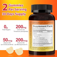 Biobor Vitamin D3 K2 Calcium gummies label emphasizes sugar-free profile for daily use.