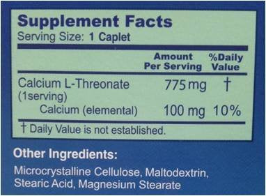 BioCalth Calcium L-Threonate closeup label highlights patent-pending formulation for bones.