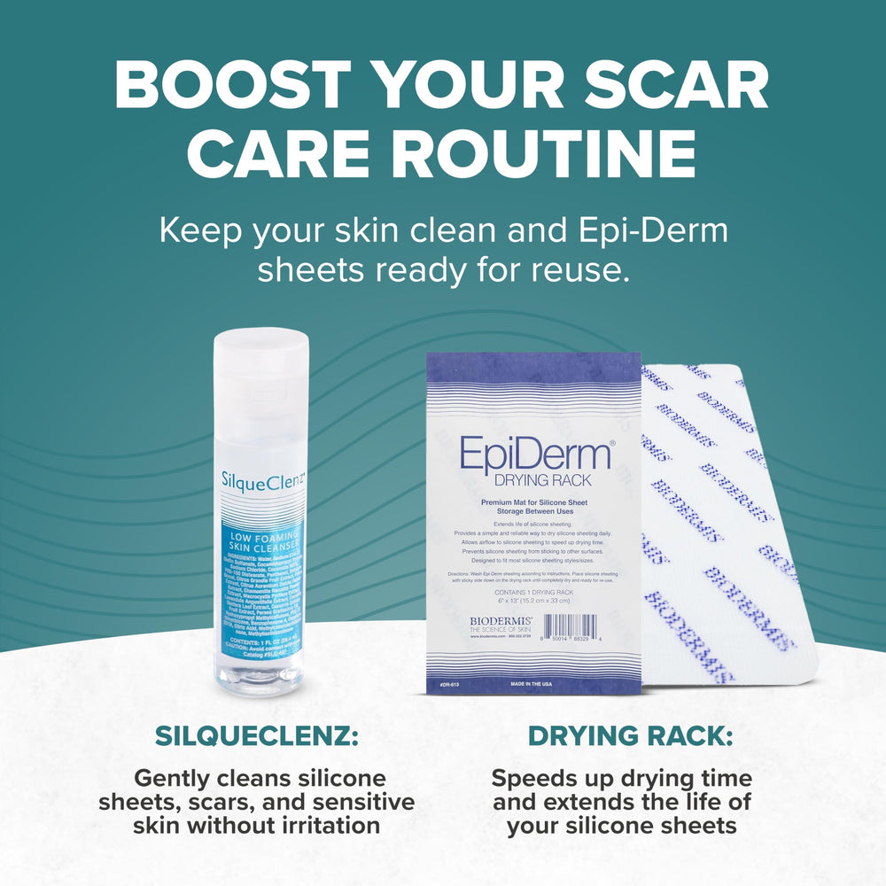 Biodermis Epi-Derm Standard Scar Sheet with clear design for low visibility.