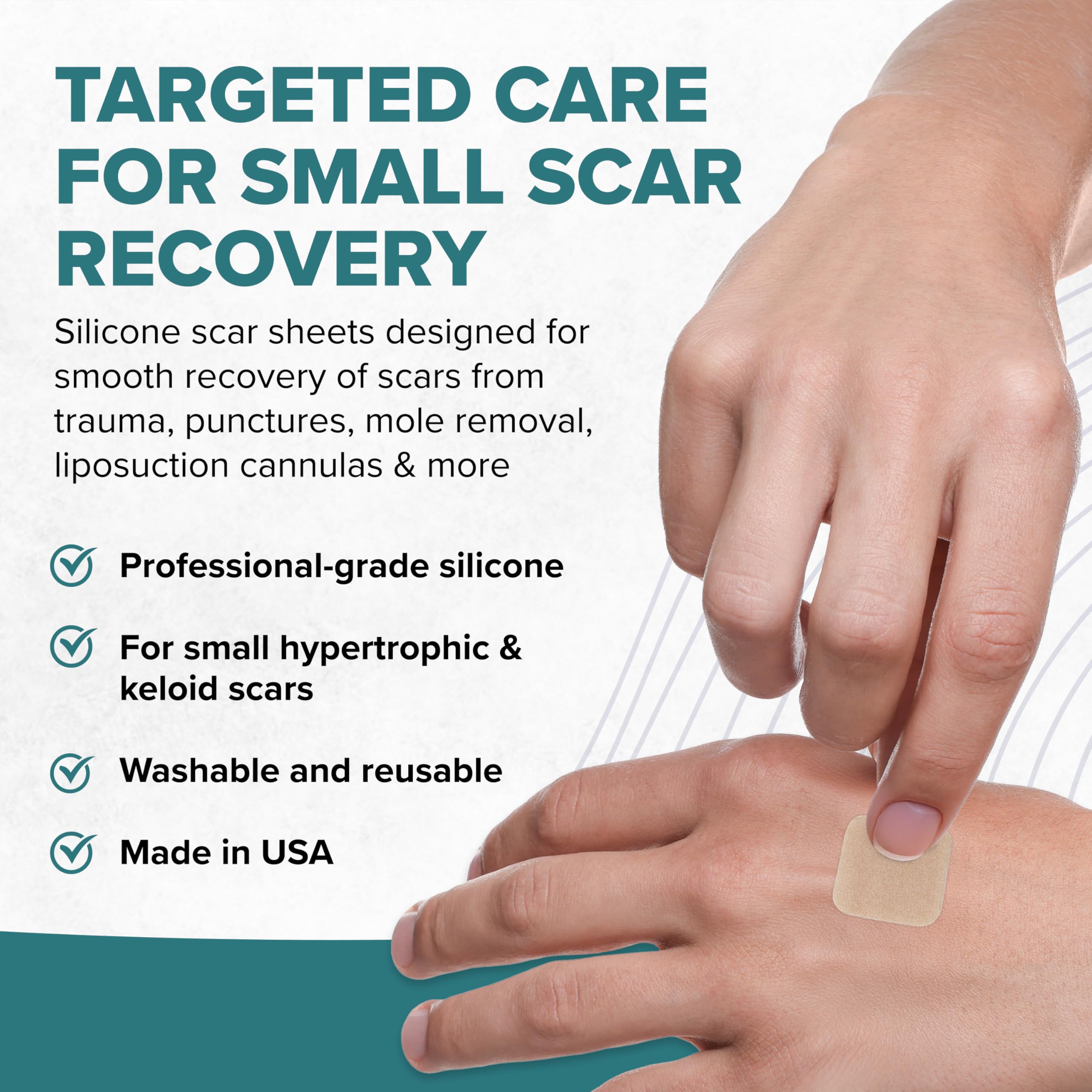 Biodermis Epi-Derm Epi-Tab Squares application closeup shows a sculpted, comfortable fit.
