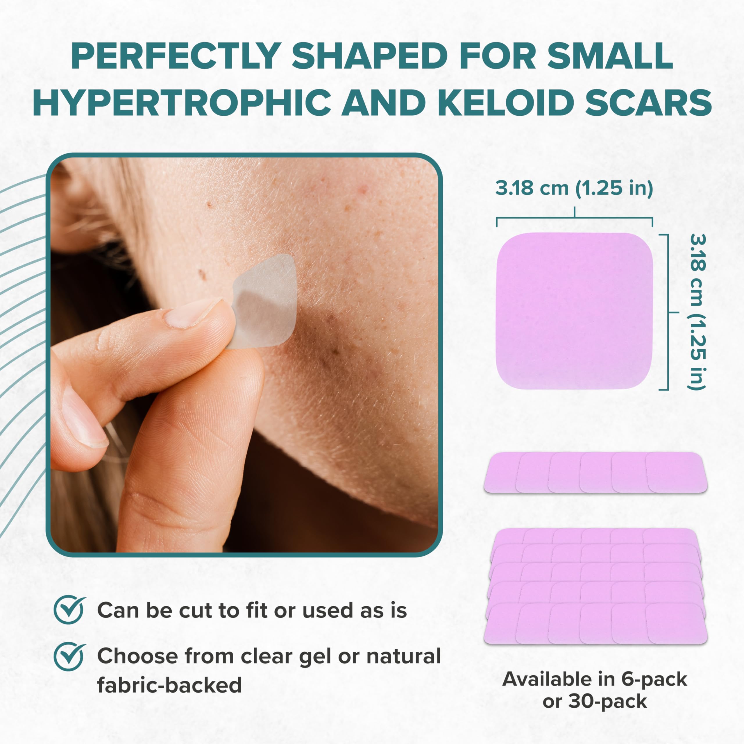 BIODERMIS Epi-Derm Epi-Tab Squares clear-pack demonstrates discreet wear.
