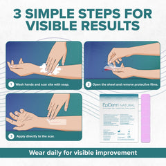 BIODERMIS Epi-Derm Epi-Tab Squares 6-pack shown for a ready scar-care kit.