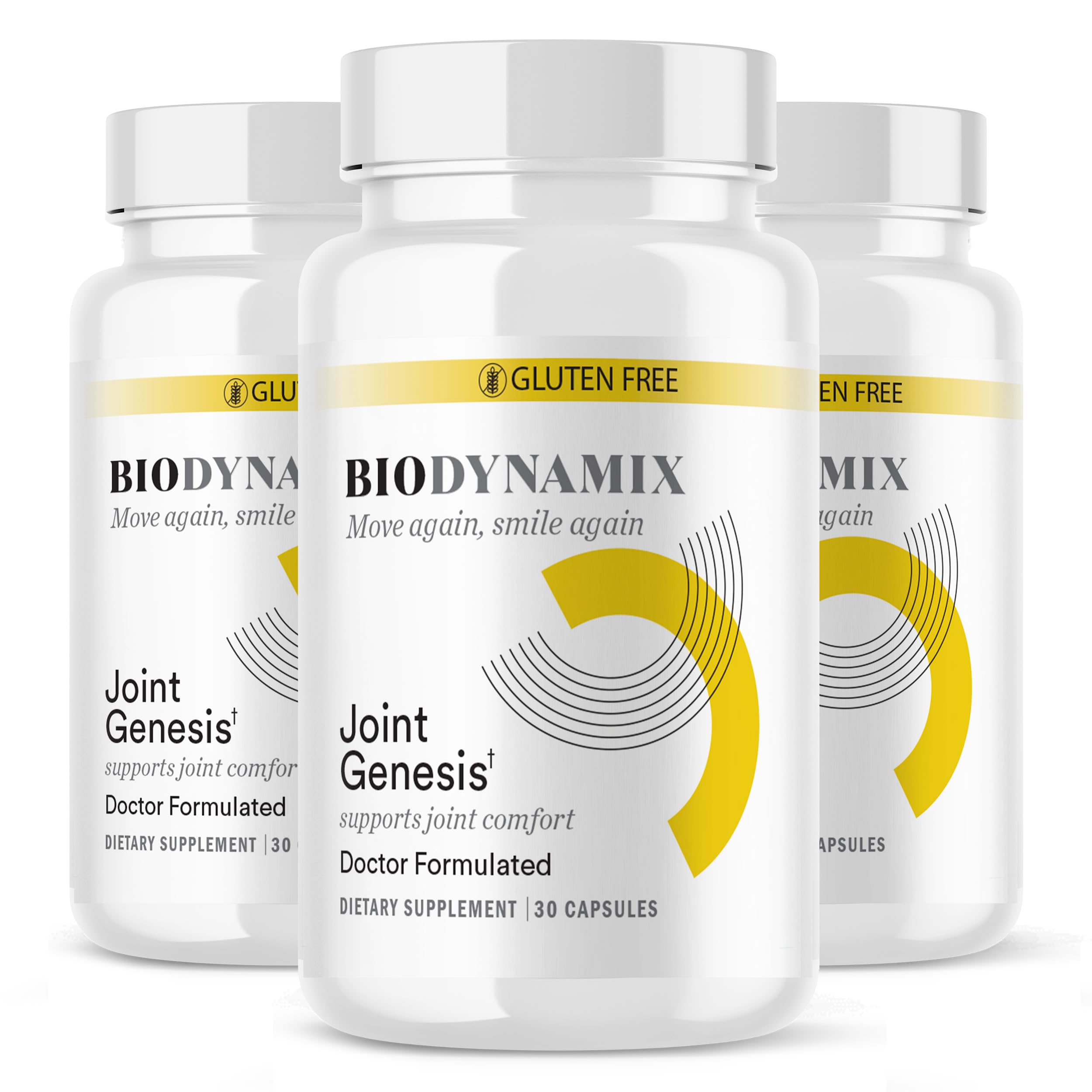 BioDynamix Joint Genesis bottle front showcases daily joint support for comfort.
