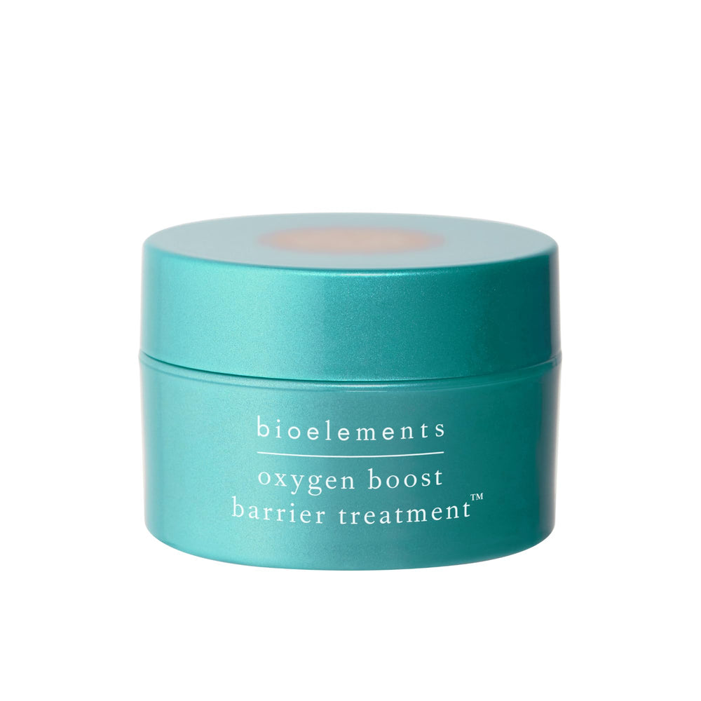 Bioelements Oxygen Boost Barrier Treatment bottle demonstrates purity and vitality.