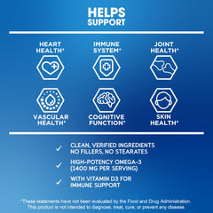 BioEmblem Omega-3 with Vitamin D3 800 IU bottle highlighting added immune and bone support.