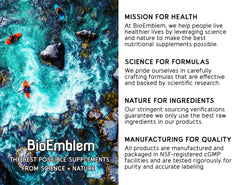 BioEmblem Sleep Aid USA manufacturing facility badge highlights safety standards.