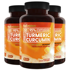 BioEmblem Turmeric Curcumin bottle shown for joint support and daily wellness
