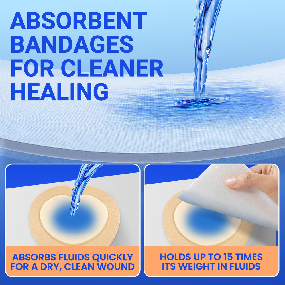 Bioemmalab bordered adhesive pad providing waterproof protection during showers.