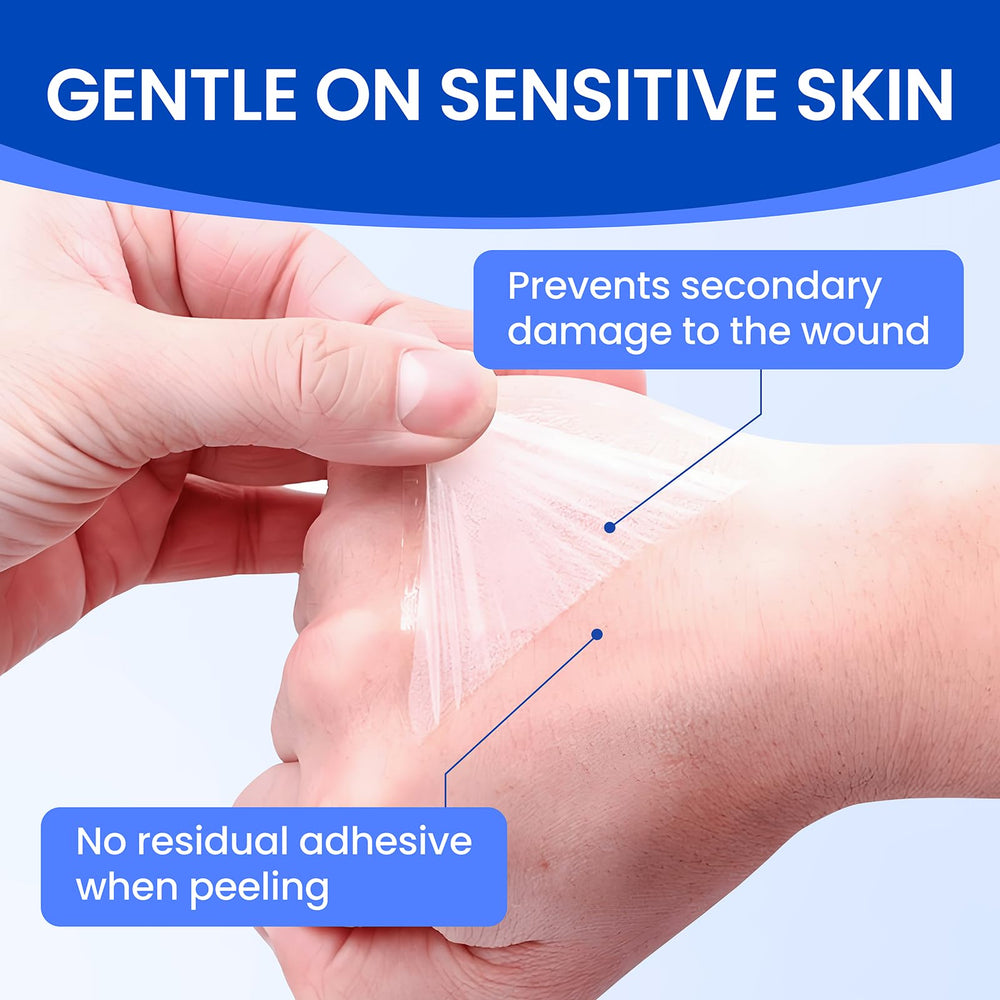 Bioemmalab transparent dressing displayed for watching the wound area without removal.