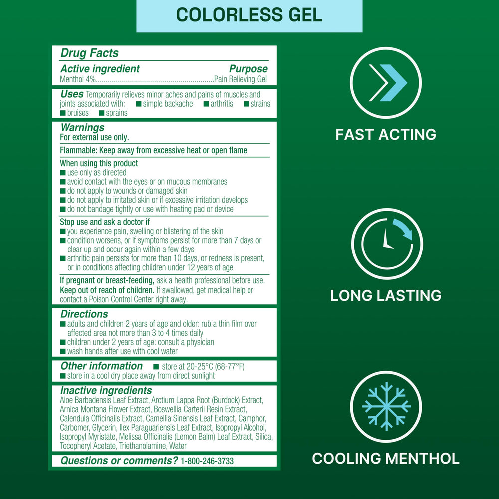 Biofreeze gel soothes joints with cooling relief for daily movement.