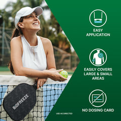 Biofreeze gel eases shoulder pain with menthol cooling sensation.