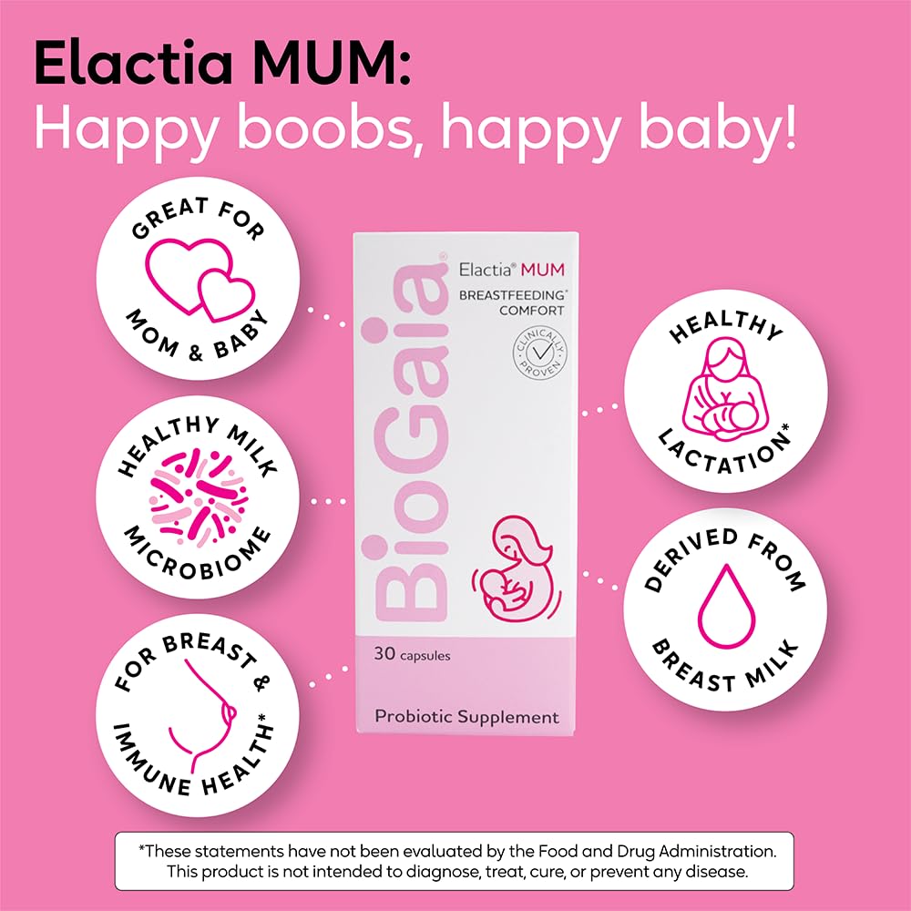BioGaia Elactia nutrition label detail emphasizing probiotic benefits.