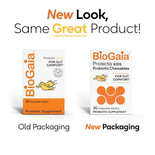 BioGaia probiotic chewable tablet close-up highlights lemon-lime flavor.