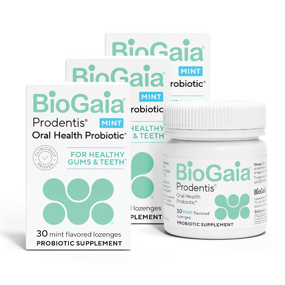 BioGaia Prodentis 3-Pack packaging showcases mint lozenges for daily oral care.