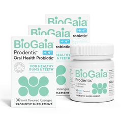 BioGaia Prodentis 3-Pack packaging showcases mint lozenges for daily oral care.