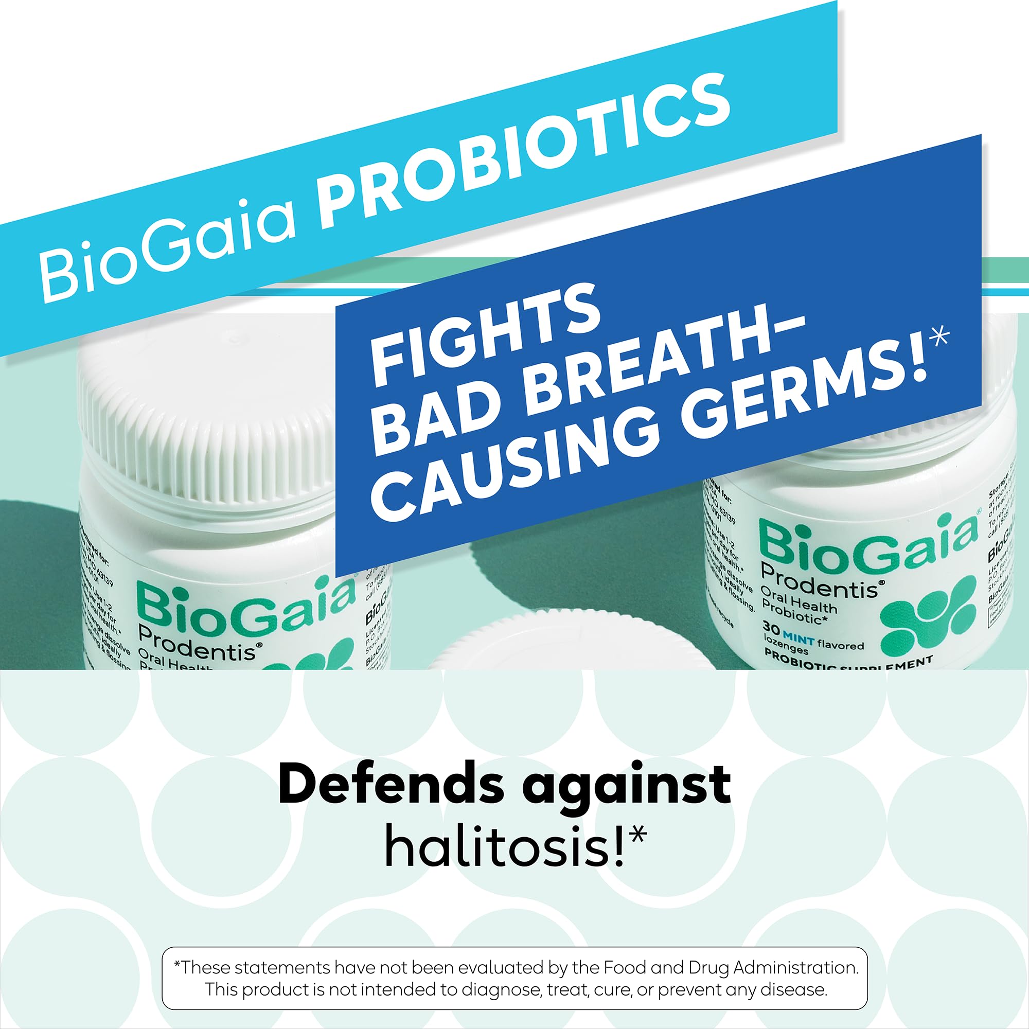BioGaia Prodentis alcohol-free image emphasizes gentle, safe oral probiotic use.