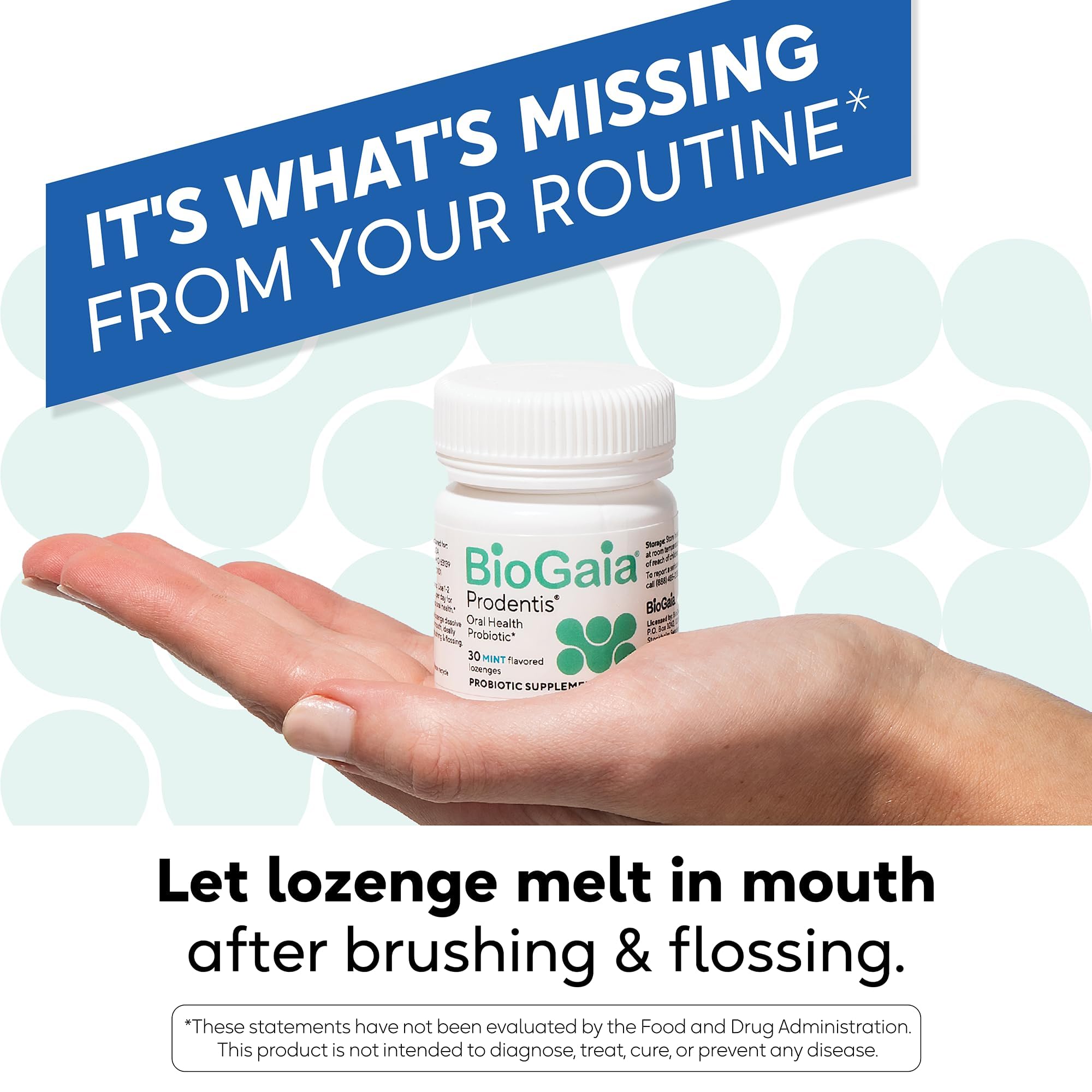BioGaia Prodentis clinical-research-backed image underscores science-backed formulation.