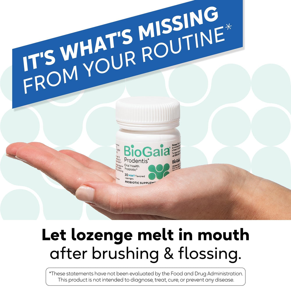 BioGaia Prodentis clinical-research-backed image underscores science-backed formulation.