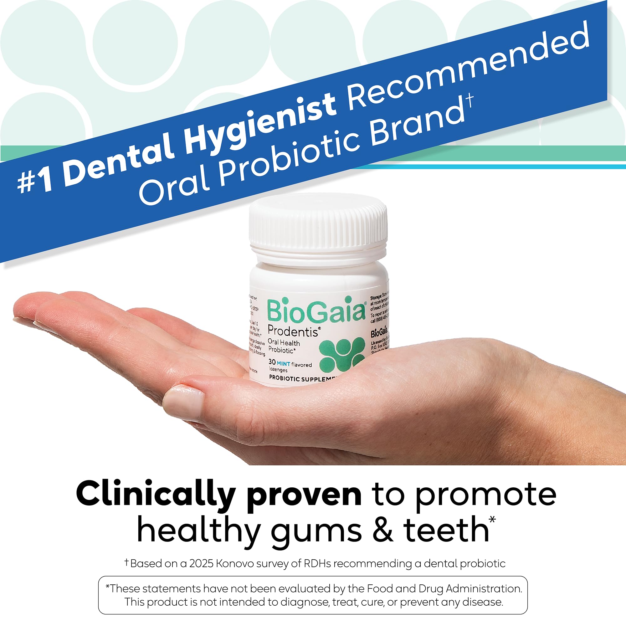 BioGaia Prodentis mint lozenges, ready for on-the-go use.