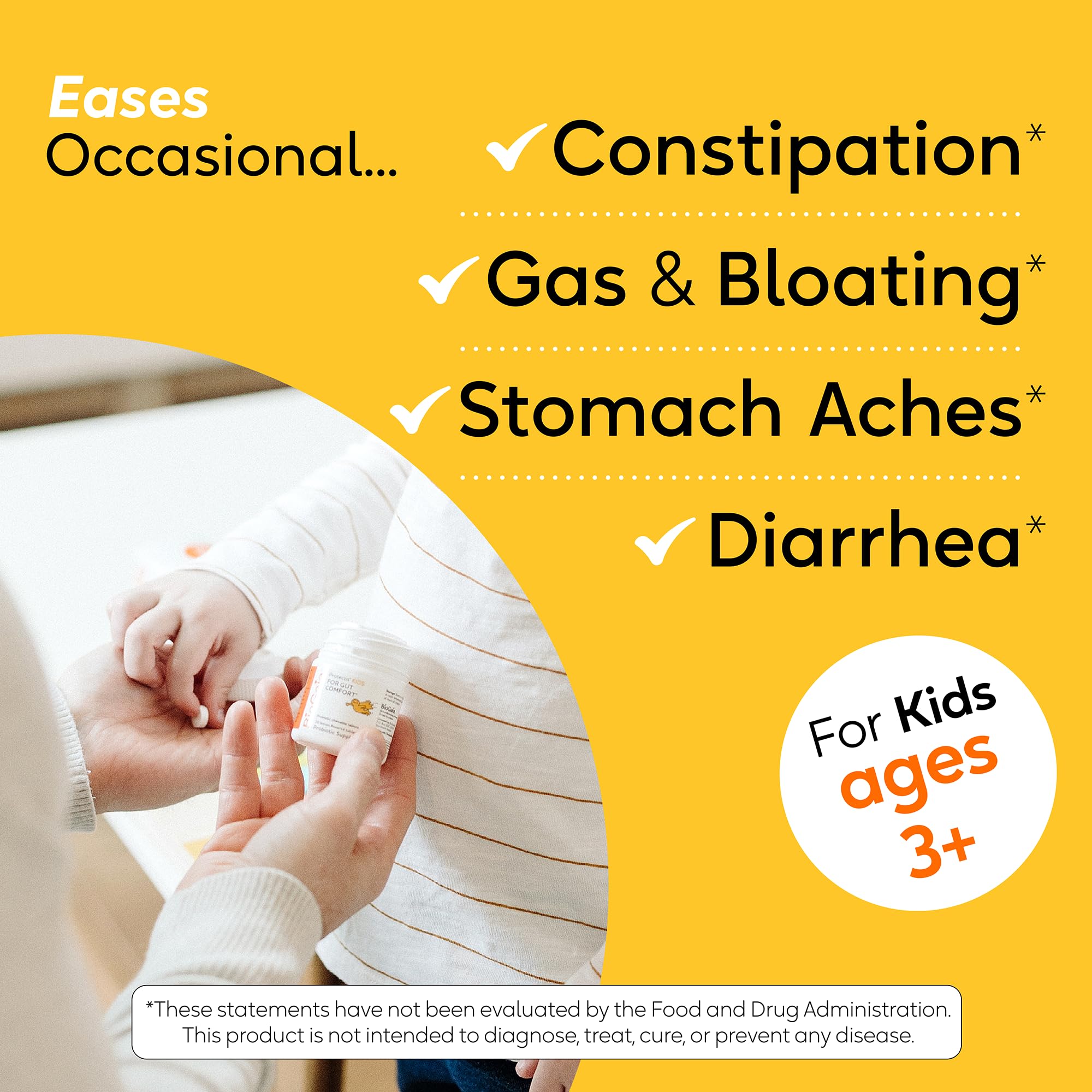 BioGaia Protectis packaging highlights digestive comfort and family-friendly features.