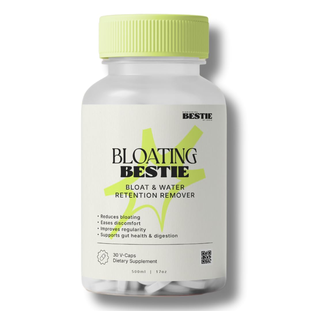 Biohacking Bestie Bloating bottle pour for easy post-meal intake and comfort.