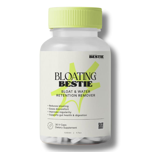 Biohacking Bestie Bloating bottle pour for easy post-meal intake and comfort.