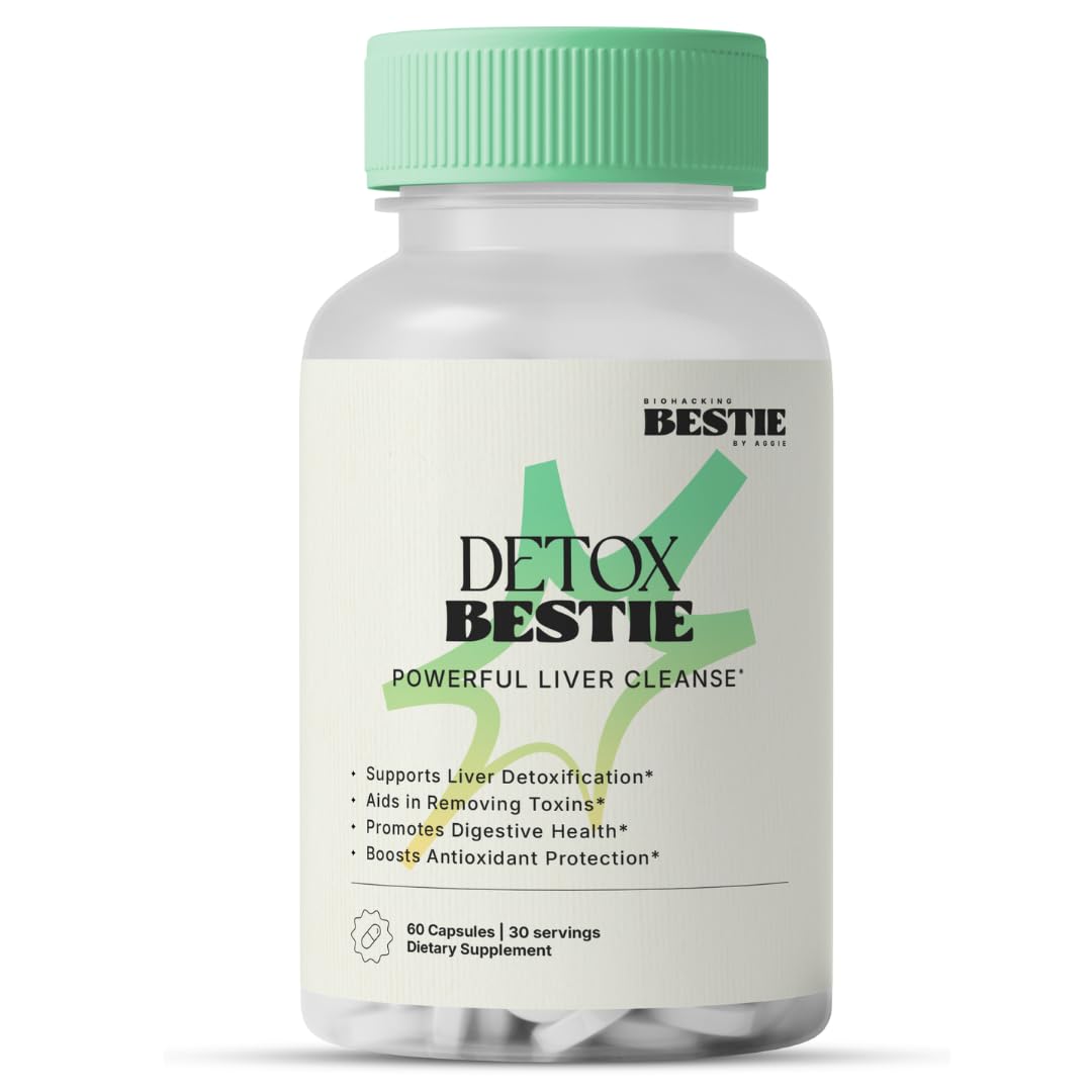 Biohacking Bestie Detox Bestie bottle displaying label for daily detox support