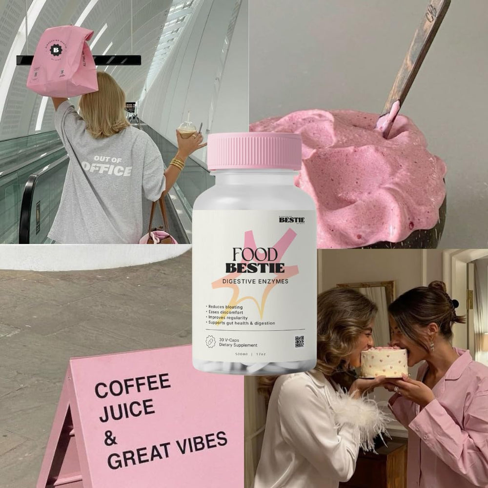 Biohacking Bestie ingredients amylase bromelain lipase for protein breakdown.