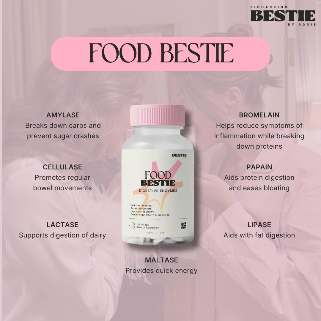 Biohacking Bestie label shows gluten-free, vegan-friendly formula.
