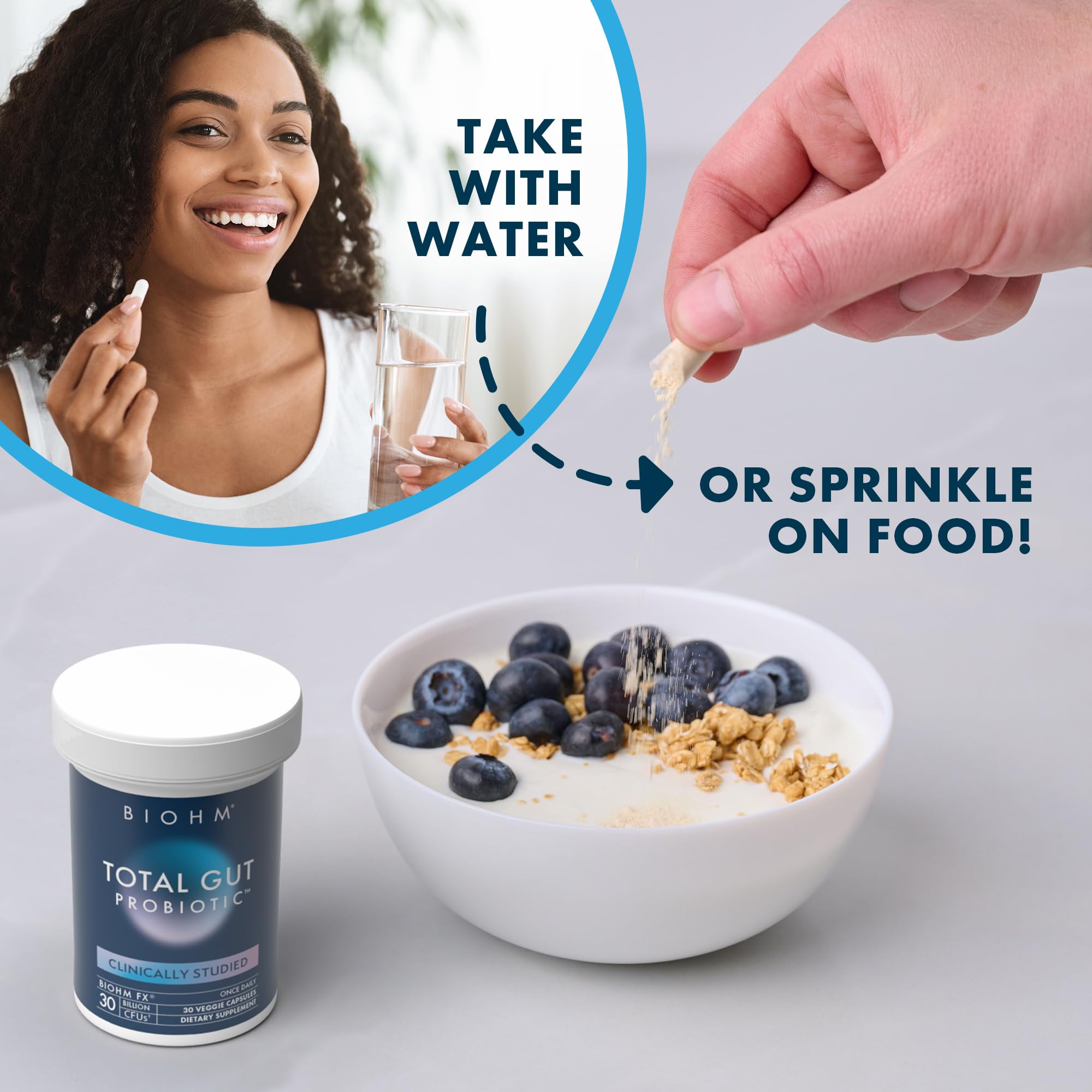 BIOHM Total Probiotic label information describing the enzyme blend