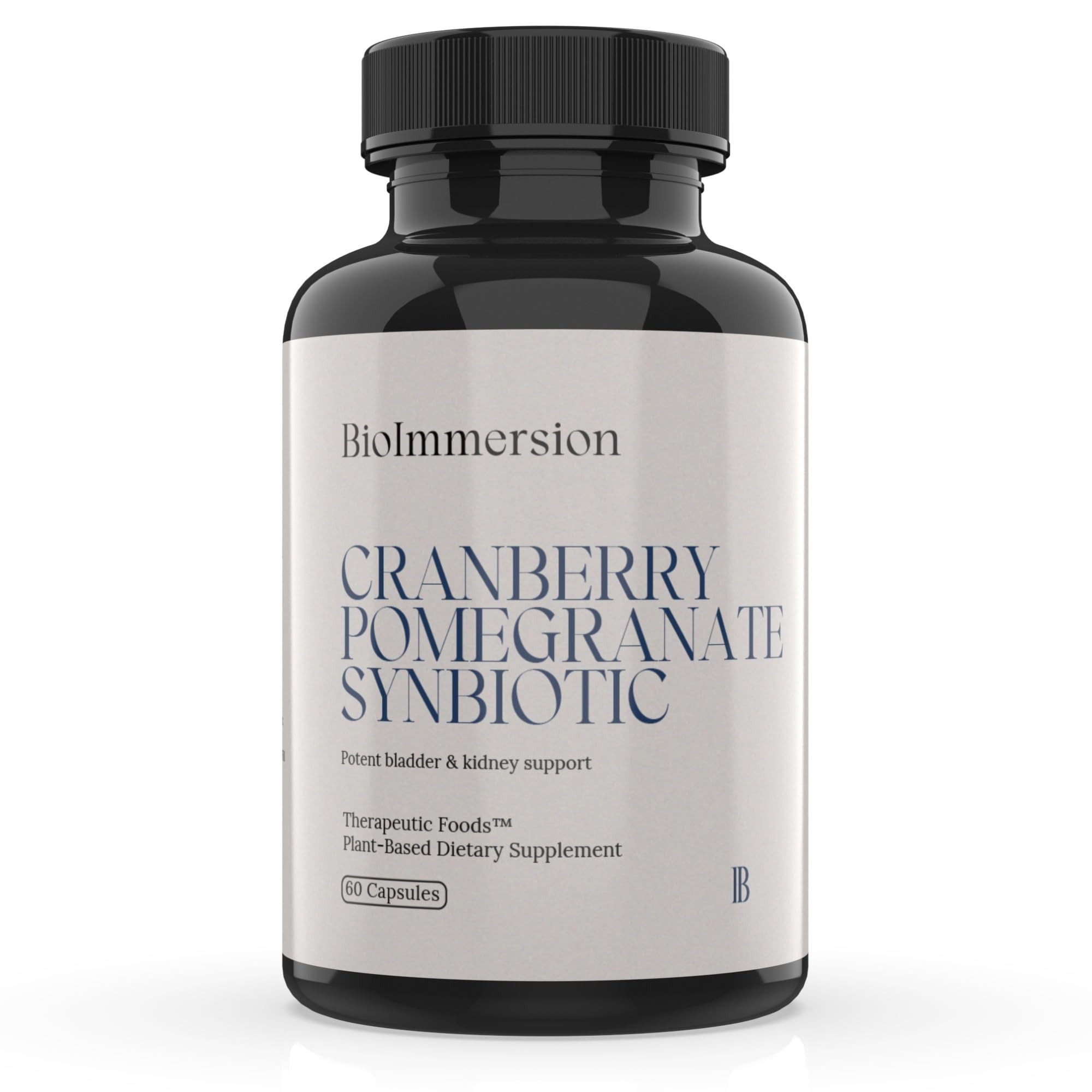 BioImmersion Cranberry Pomegranate Synbiotic bottle showing clean-label urinary wellness support
