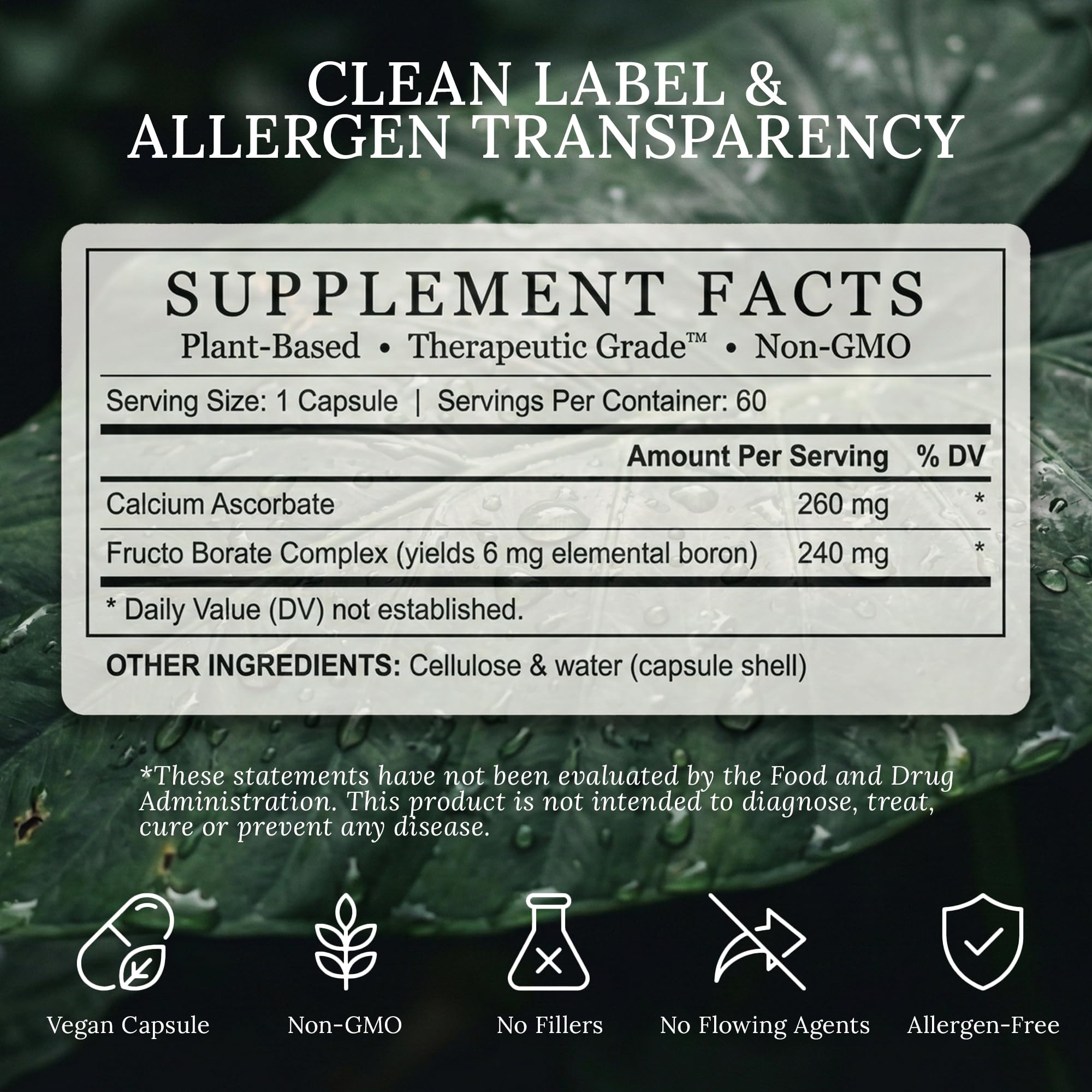 BioImmersion Fructo Borate ingredients: carbohydrate-linked boron from whole-food origins.