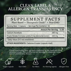 BioImmersion Fructo Borate ingredients: carbohydrate-linked boron from whole-food origins.