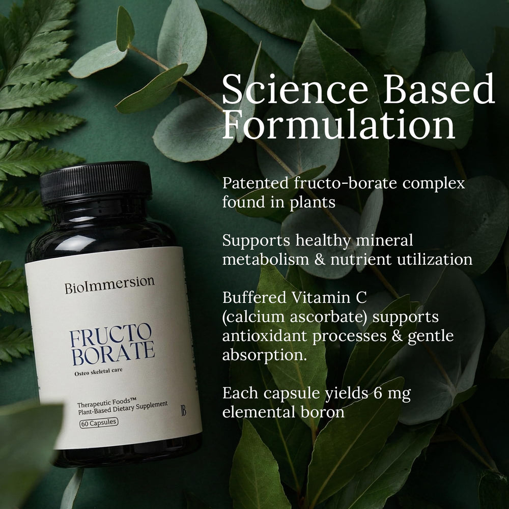 BioImmersion Fructo Borate vegan label: clean, plant-based boron delivery.