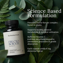 BioImmersion Fructo Borate vegan label: clean, plant-based boron delivery.