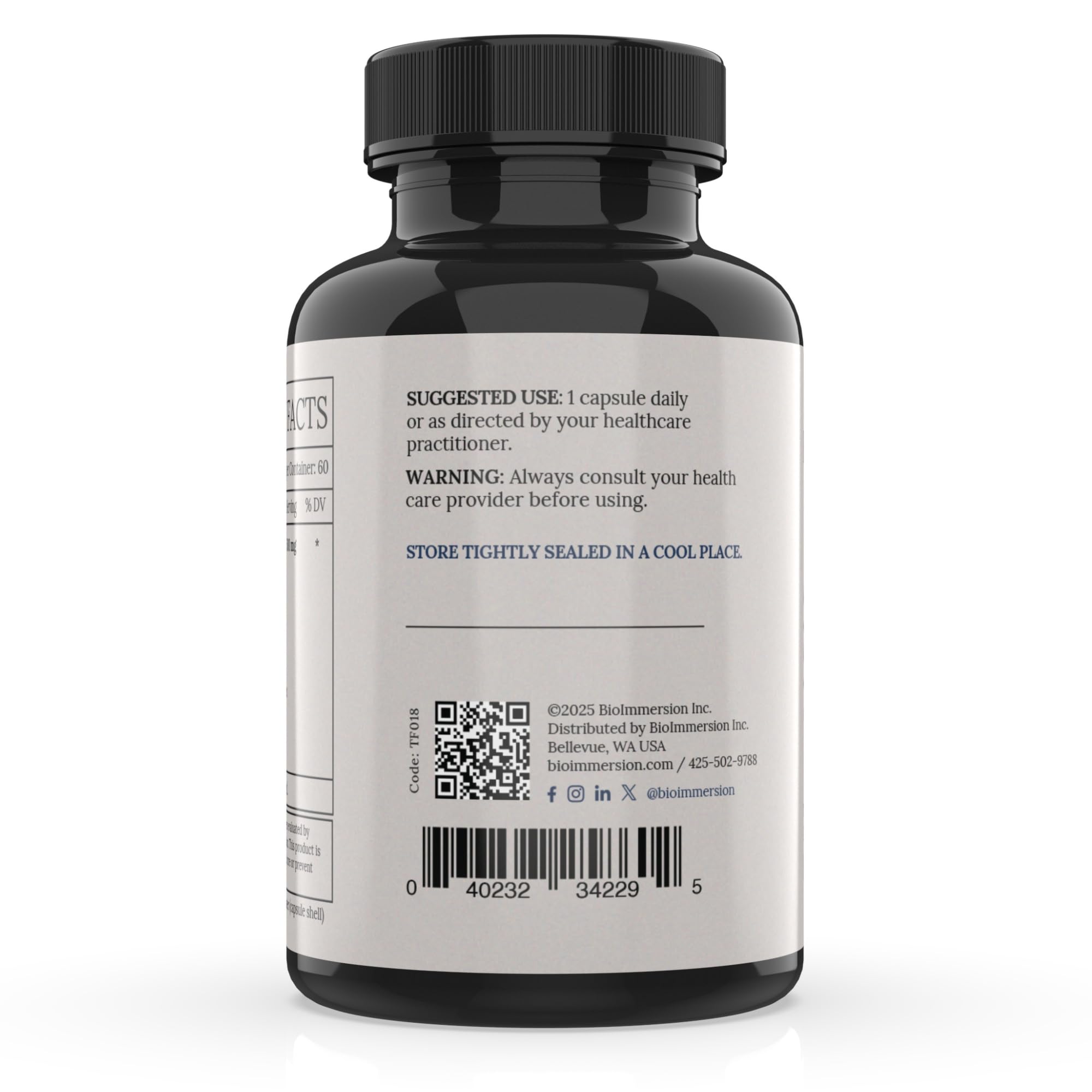 BioImmersion Supernatant Synbiotic packaging highlights vegan, allergen-free formula.