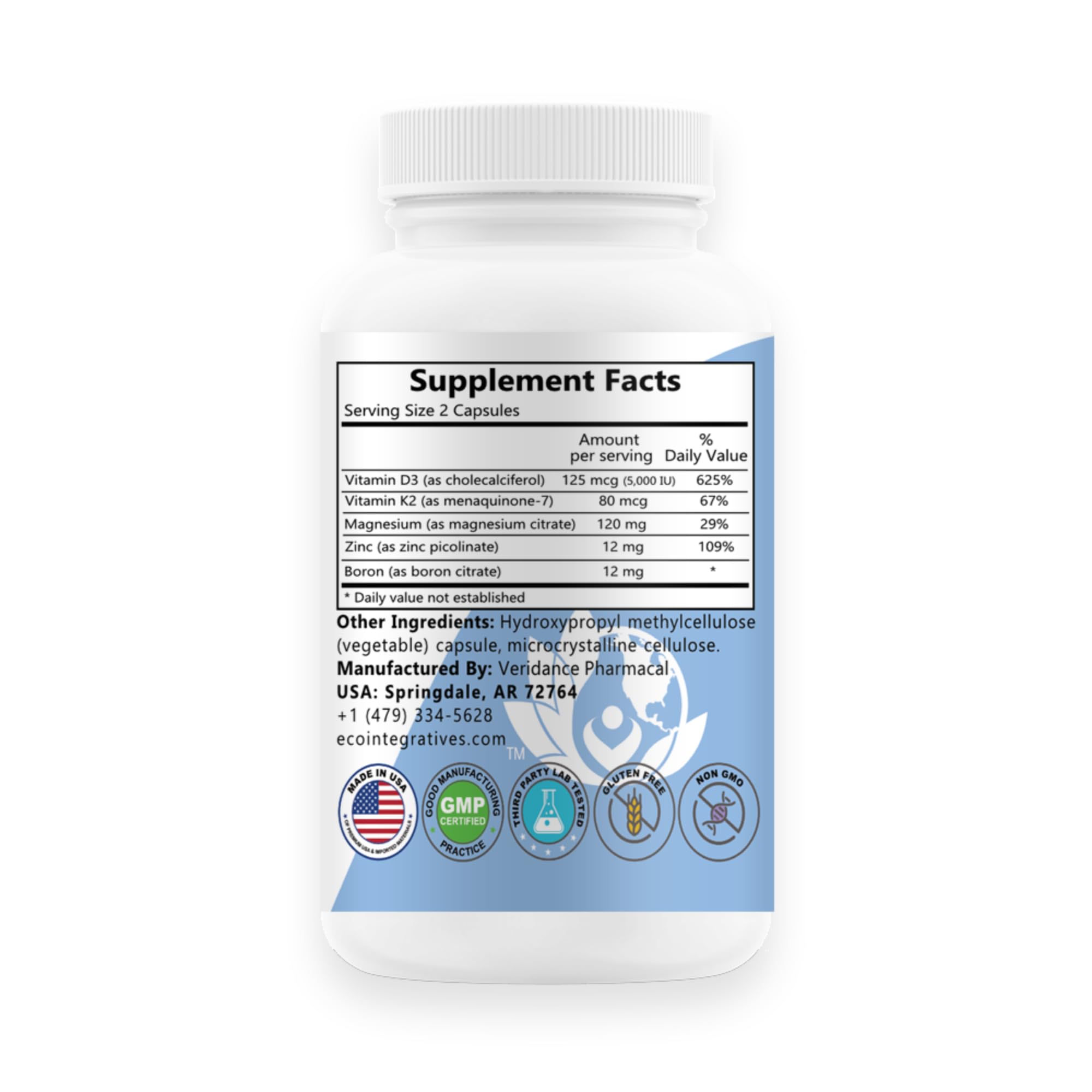 Bio-D3 Plus bottle highlighting Vitamin K2 directing calcium to bones.