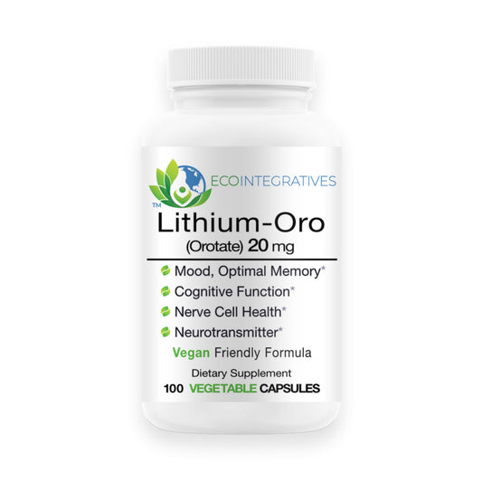 BioInnovations Lithium Oro bottle with capsules supports daily mood and cognitive wellness.