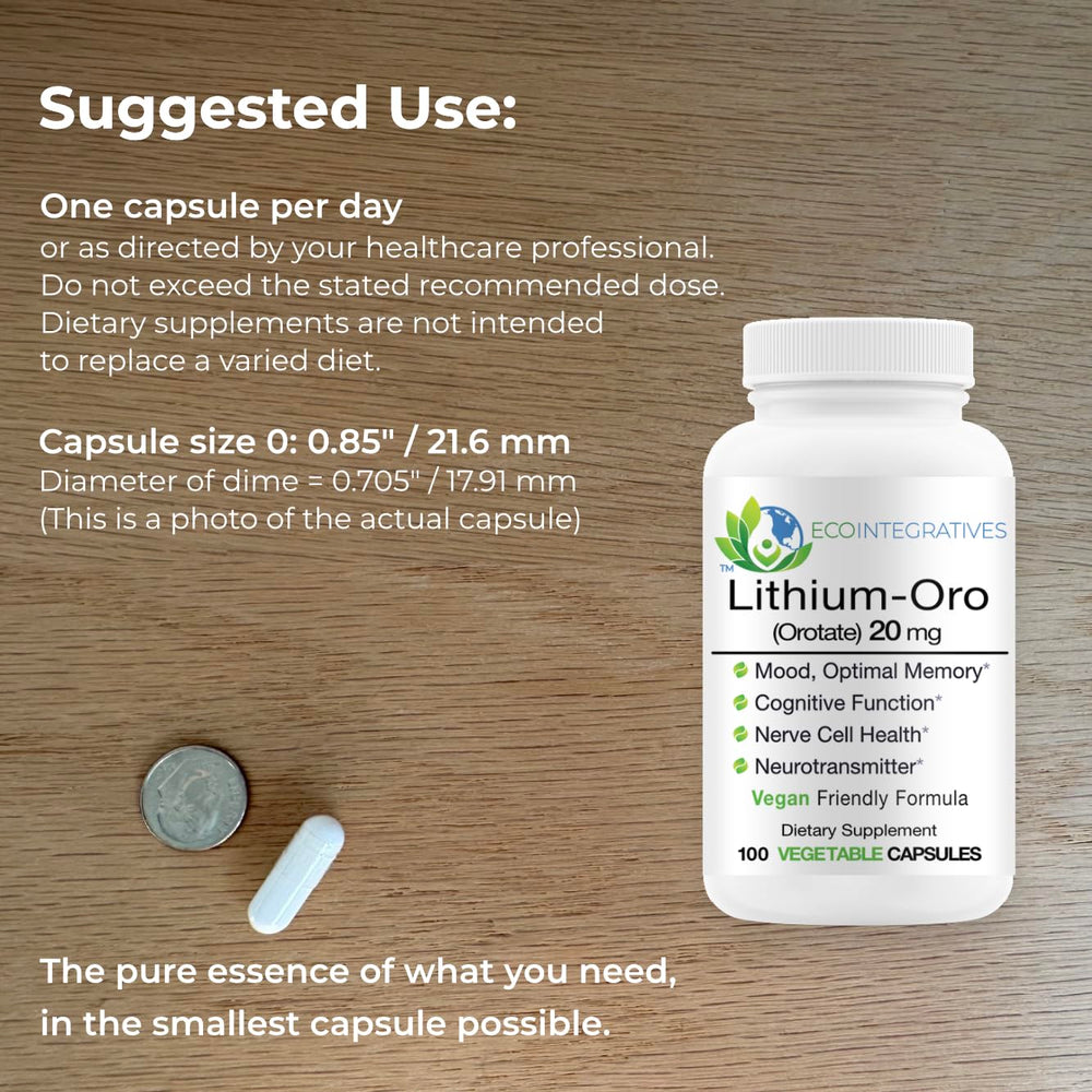 BioInnovations Lithium Oro packaging highlights elemental lithium orotate benefits.