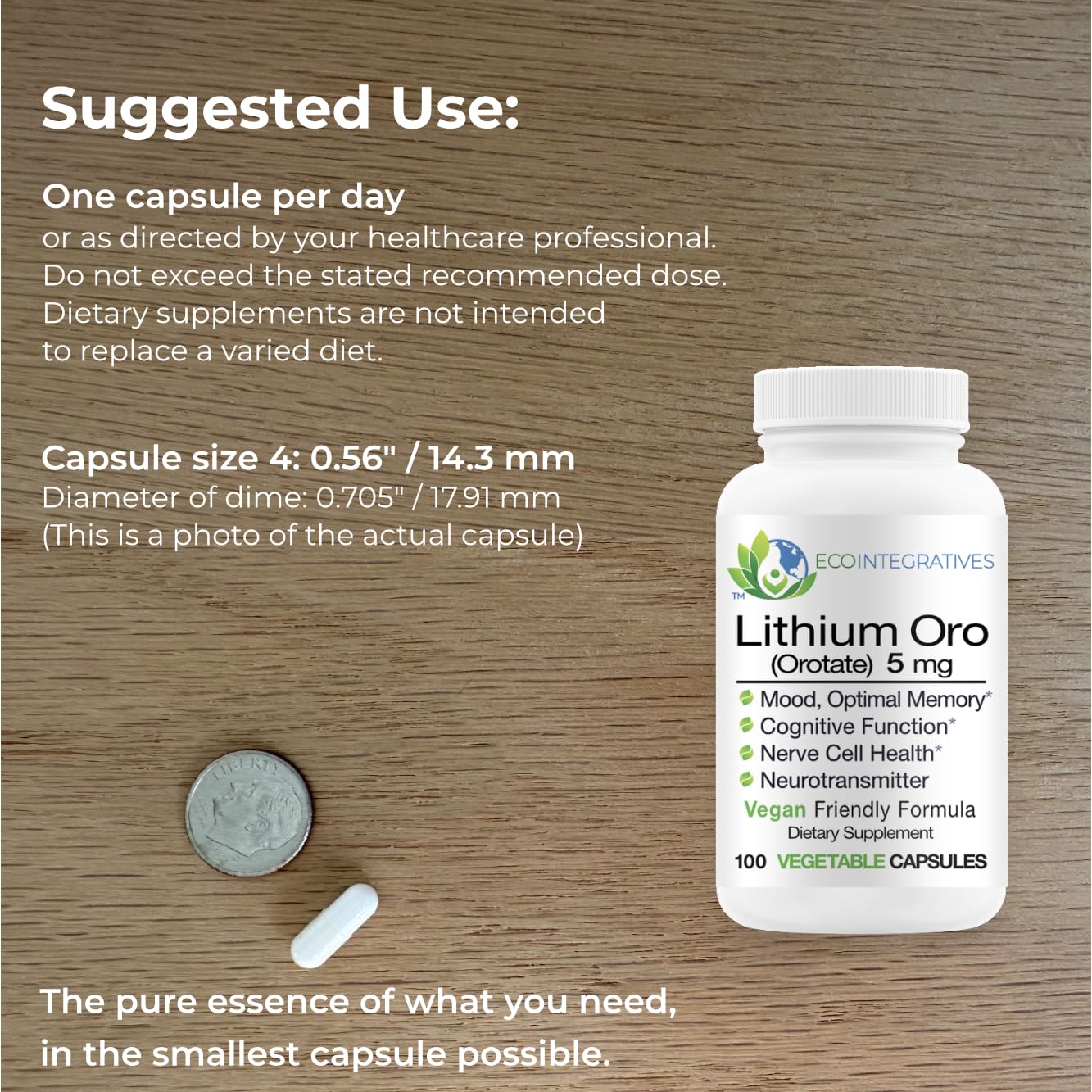 BioInnovations Pharmacal Lithium Oro bottle side view with dosage details.