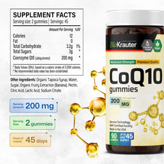 BIO KRAUTER CoQ10 Gummies banana-flavor label detail, natural ingredients focus.