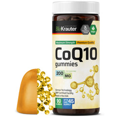 BIO KRAUTER CoQ10 Gummies bottle front, vegan antioxidant support for adults.
