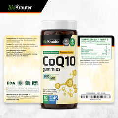 BIO KRAUTER CoQ10 Gummies kid-safe cap, easy dosing and handling.