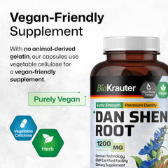 BIO KRAUTER Dan Shen root capsules label detail with 62-day supply